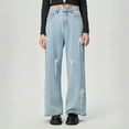 thumbnail image 1 of Womens Low Rise Baggy Jeans Loose Fit Straight Wide Leg Denim Pants Casual Trendy Boyfriend Streetwear Trousers Designer Wide Leg Pants for Women Jean Pajama Pants Women Super Straight Jean Pants for, 1 of 8