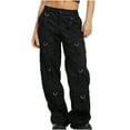 thumbnail image 1 of Womens Low Rise Cargo Pants Loose Fit Straight Wide Leg Fashion Solid Color Cargo Trousers Streetwear, 1 of 7