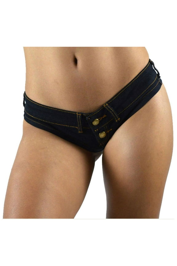 Womens Low Rise Denim Shorts Micro Mini Short Jeans Skinny Stretch Trendy Hotpants Clubwear Activewear Style Black XL