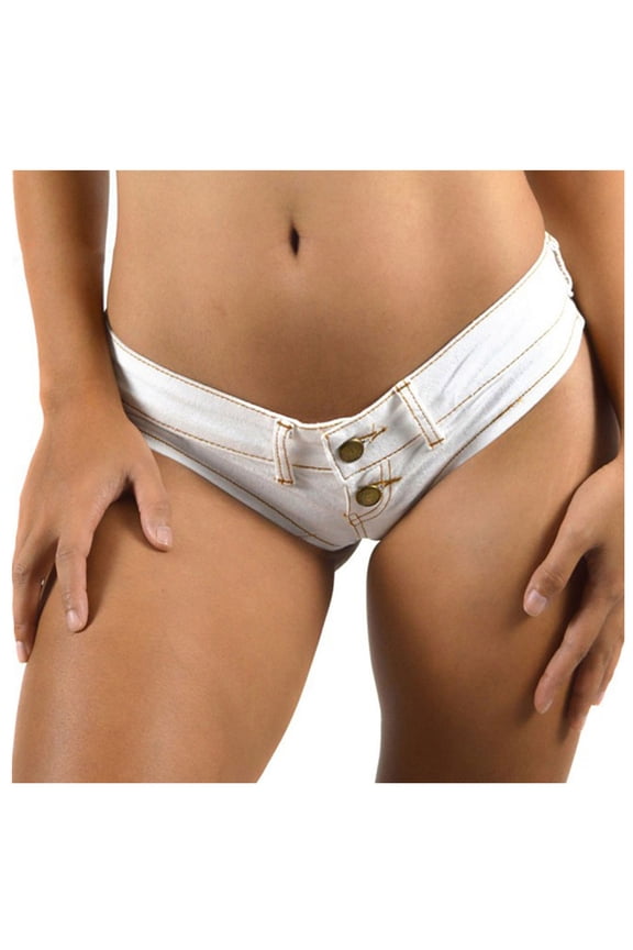 Black and Friday Womens Low Rise Denim Shorts Micro Mini Short Jeans Skinny Stretch Trendy Hotpants Clubwear Activewear Style White S