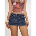 thumbnail image 1 of Womens Low Rise Fitted Mini Denim Skirt Medium Wash, 1 of 8