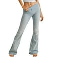 thumbnail image 1 of Womens Low Rise Skinny Jeans Fashion Flare Bell Bottom Jeans Stretch Wide Leg Denim Pants, 1 of 4