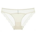 thumbnail image 1 of Womens Low Rise Thong Underwear Seamless No Show with Lace Trim & Mesh Panels Comfortable Everyday Beige 1-Pack,Size S, 1 of 2
