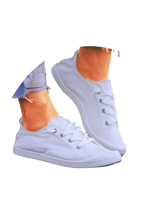Womens Low Top Canvas Shoes Girls Casual Lace up Fashion Sneakers Comfortable Walking Flat Shoes