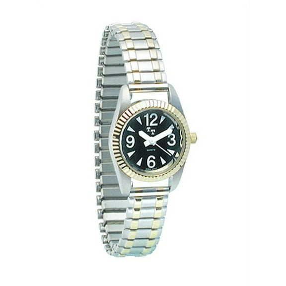 Womens Low Vision Watch- Black Face w-Exp Band