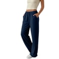thumbnail image 1 of Womens Low Waisted Drawstring Pants Solid Color Loose Fit Lightweight Wide Leg Pants Casual Soft Summer Athletic Pants with Pocket, 1 of 7