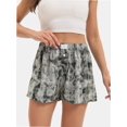 thumbnail image 1 of Womens Low Waisted Plaid Print Pajama Lounge Pants Elastic Cute Button Shorts, 1 of 6