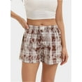 thumbnail image 1 of Womens Low Waisted Plaid Print Pajama Lounge Pants Elastic Cute Button Shorts, 1 of 6