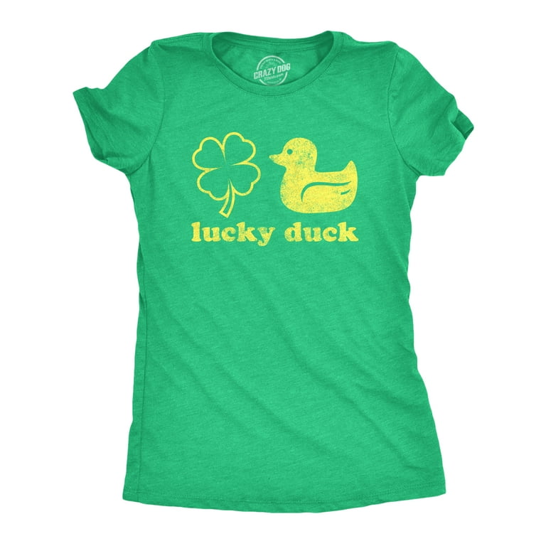 Womens Lucky Duck Tshirt Funny Shamrock St Patricks Day Graphic
