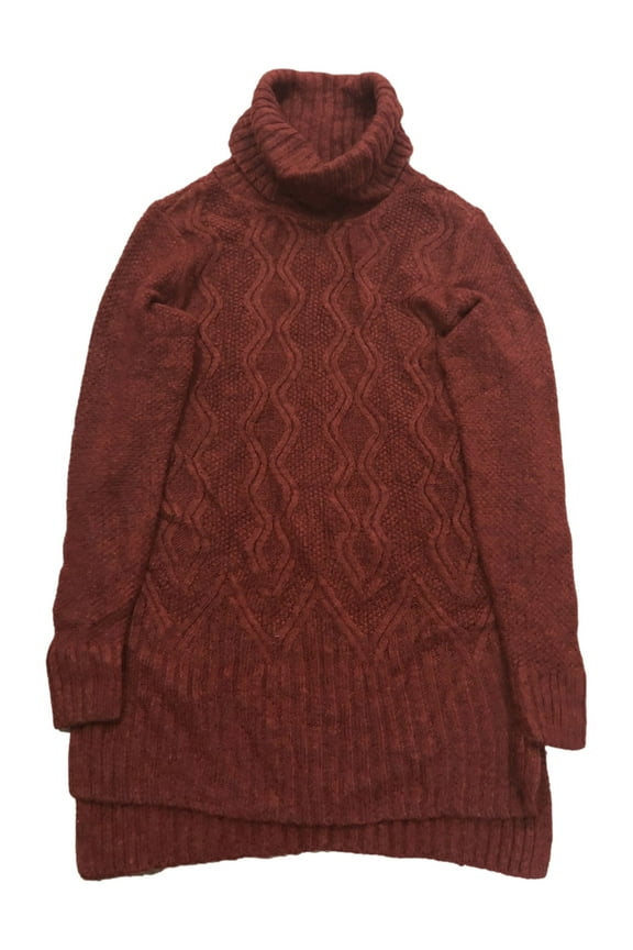 Womens Lumpy Cable Knit Burgundy Cowl Neck Pull-Over Sweater Large