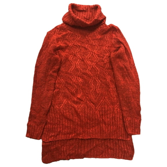 Womens Lumpy Cable Knit Burnt Orange Cowl Neck Pull-Over Sweater Large