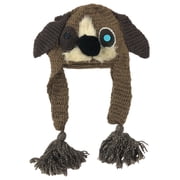 Womens Lumpy Knit Puppy Dog Trapper Hat Critter Aviator