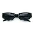 thumbnail image 1 of Womens Luxe Mod Fashion Cat Eye Beveled Thick Plastic Sunglasses All Black, 1 of 8