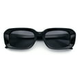 thumbnail image 1 of Womens Luxe Mod Fashion Rectangle Beveled Thick Plastic Sunglasses All Black, 1 of 8