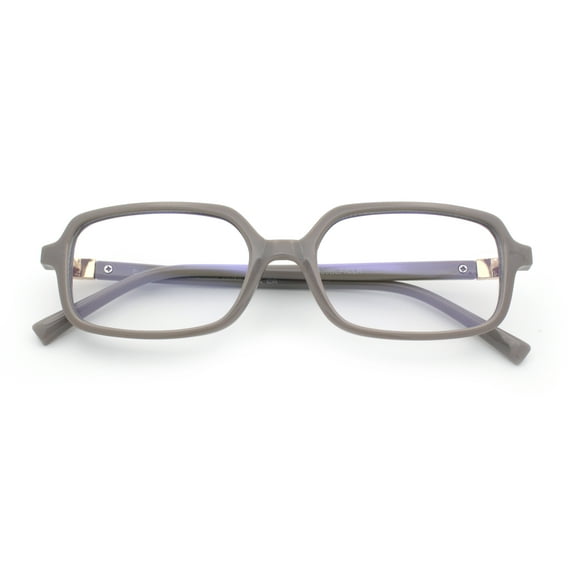 Womens Luxe Narrow Rectangle Plastic Blue Light Filter Computer Glasses Grey