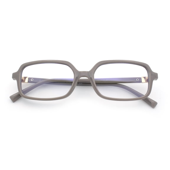 Womens Luxe Narrow Rectangle Plastic Blue Light Filter Computer Glasses Grey