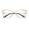 thumbnail image 1 of Womens Luxe Pearl Jewel Trim Classic Cat Eye Metal Rim Sunglasses Gold - Clear, 1 of 8