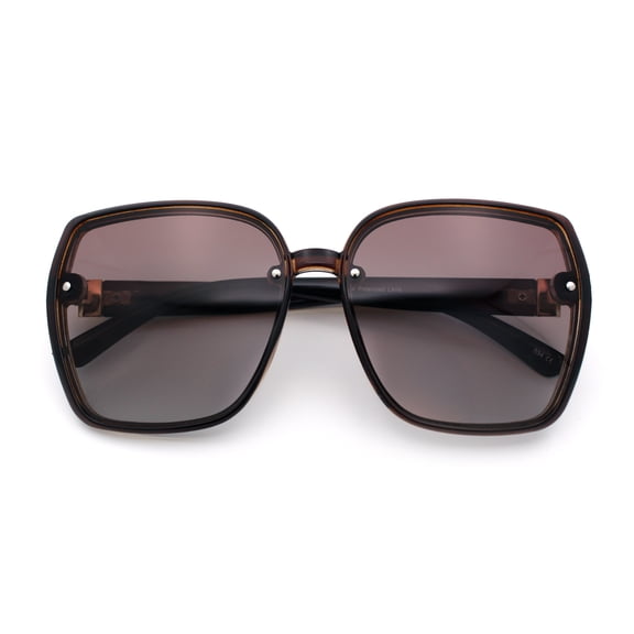 Womens Luxe Rhinestone Jewel Hinge Oversized Rimless Butterfly Sunglasses Brown - Brown Black