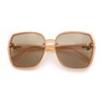 thumbnail image 1 of Womens Luxe Rhinestone Jewel Hinge Oversized Rimless Butterfly Sunglasses Peach - Brown, 1 of 8