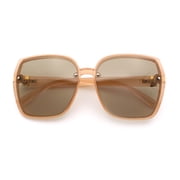 Womens Luxe Rhinestone Jewel Hinge Oversized Rimless Butterfly Sunglasses Peach - Brown