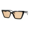 thumbnail image 1 of Womens Luxurious Thick Bevel Frame Rectangular Cat Eye Sunglasses Black - Light Brown, 1 of 4