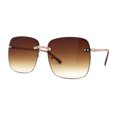 thumbnail image 1 of Womens Luxury Chain Jewel Trim Rimless Butterfly Diva Sunglasses Gold Brown, 1 of 4