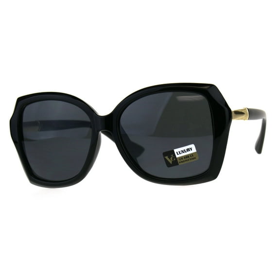 Womens Luxury Designer Fashion Thick Plastic Diva Sunglasses All Black