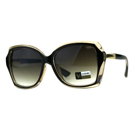 Womens Luxury Designer Fashion Thick Plastic Diva Sunglasses Brown Smoke