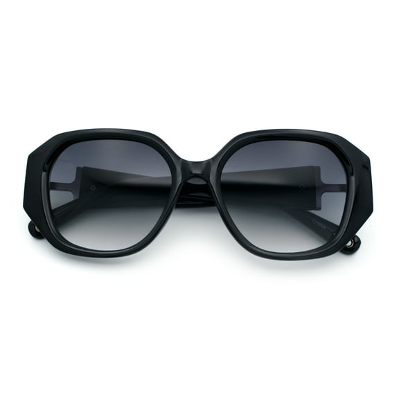 Womens Luxury Fashion Butterfly Plastic Metal Jewel Hinge Sunglasses Black Silver - Smoke