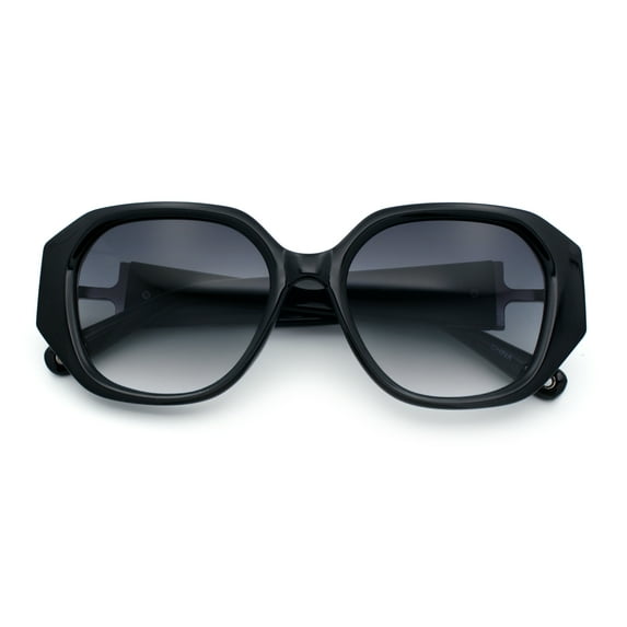 Womens Luxury Fashion Butterfly Plastic Metal Jewel Hinge Sunglasses Black Silver - Smoke