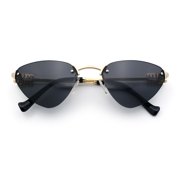Womens Luxury Fashion Rimless Triangular Designer Sunglasses Gold - Black