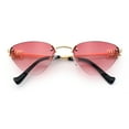 thumbnail image 1 of Womens Luxury Fashion Rimless Triangular Designer Sunglasses Gold - Pink, 1 of 8