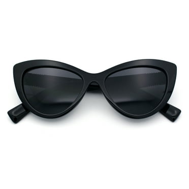 Womens Luxury Fashion Thick Plastic Oversized Cat Eye Sunglasses All Black