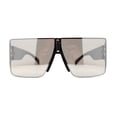 thumbnail image 1 of Womens Luxury Flat Top Thick Temple Mafia Sunglasses Black Silver Mirror, 1 of 4
