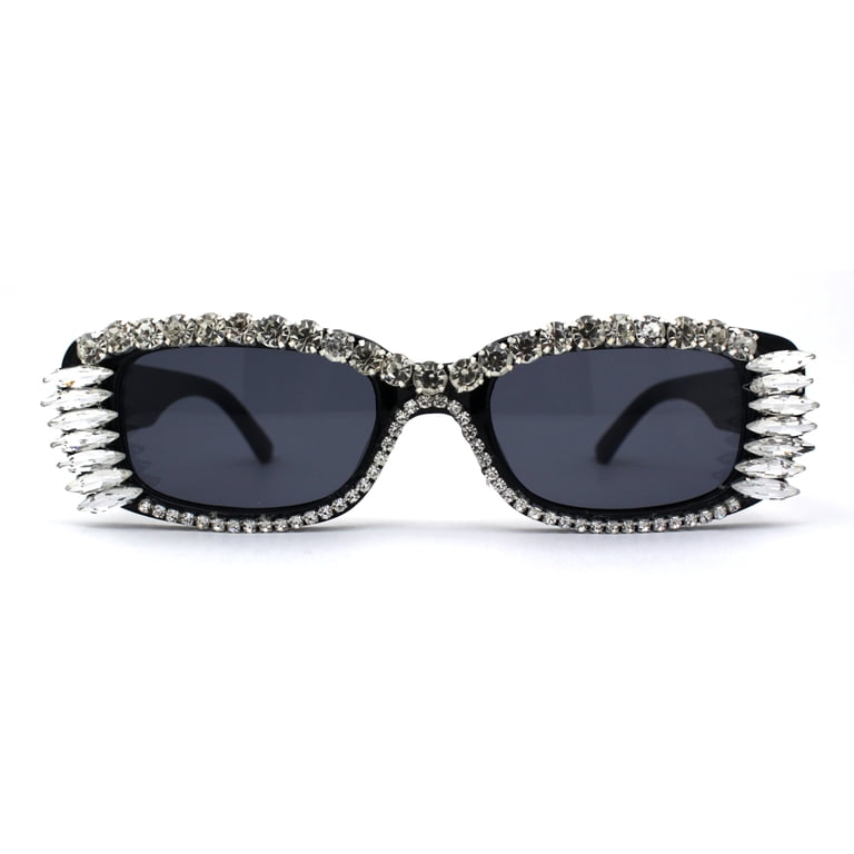 Womens Luxury Large Gem Rhinestone Jewel Narrow Rectangular  display picture 1