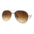 thumbnail image 1 of Womens Luxury Metal Deco Designer Rimless Pilots Sunglasses Gold Brown, 1 of 4