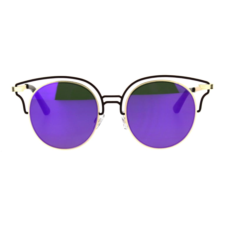 Womens Luxury Metal Wire Half Rim Round Fashion Sunglasses  display picture 3