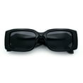 thumbnail image 1 of Womens Luxury Narrow Rectangle Designer Plastic Thick Arm Sunglasses Black Silver - Black, 1 of 8