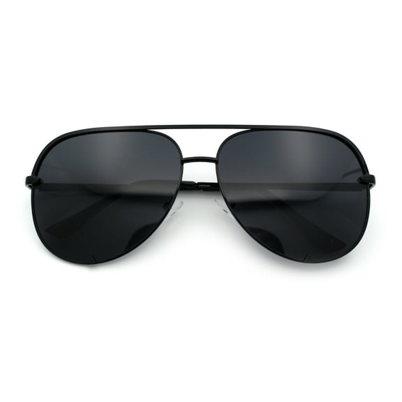 Womens Luxury Officer Tear Drop Shape Metal Rim Racer Sunglasses [All Black]