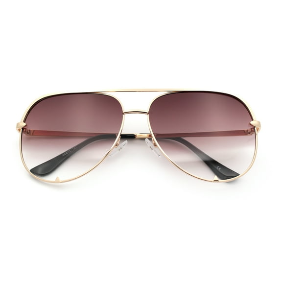 Womens Luxury Officer Tear Drop Shape Metal Rim Racer Sunglasses [Gold - Burgundy Clear]