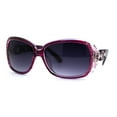 thumbnail image 1 of Womens Luxury Rhinestone Jewel Trim Metal Chain Arm Sunglasses Purple Smoke, 1 of 4
