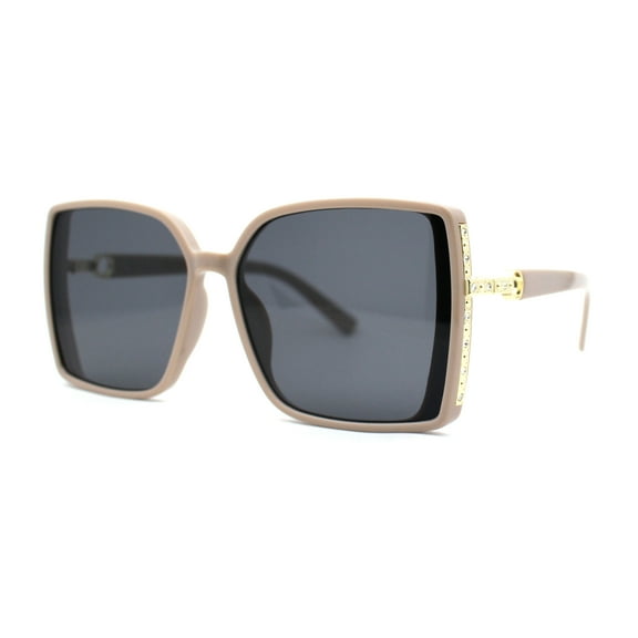 Womens Luxury Rhinestone Jewel Trim Rectangular Butterfly Sunglasses Grey Black