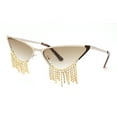 thumbnail image 1 of Womens Luxury Rhinstone Tassel Diva Metal Rim Cat Eye Sunglasses Gold - Brown, 1 of 4