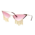 thumbnail image 1 of Womens Luxury Rhinstone Tassel Diva Metal Rim Cat Eye Sunglasses Gold - Pink, 1 of 4