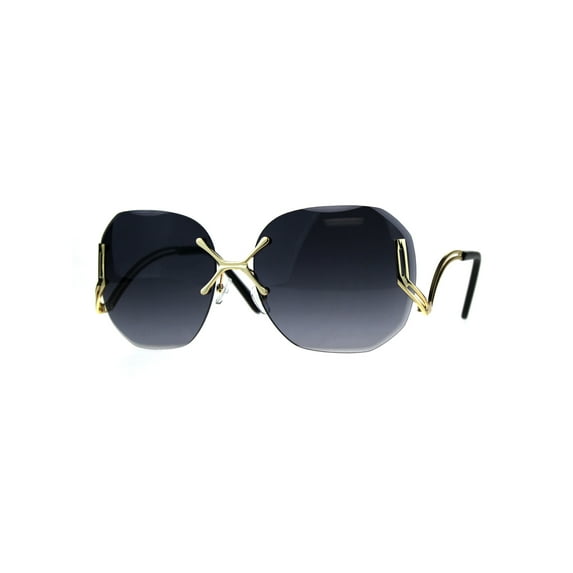 Womens Luxury Rimless Designer Fashion Butterfly Sunglasses Smoke