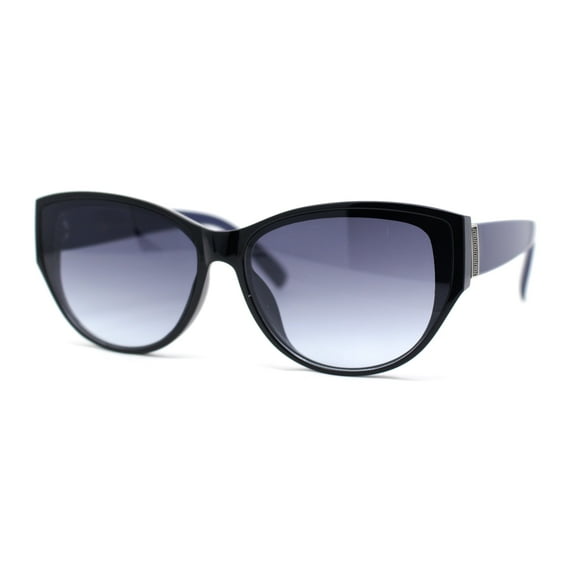 Womens Luxury Thick Plastic Oversized Cat Eye Chic Retro Sunglasses Black Navy - Smoke