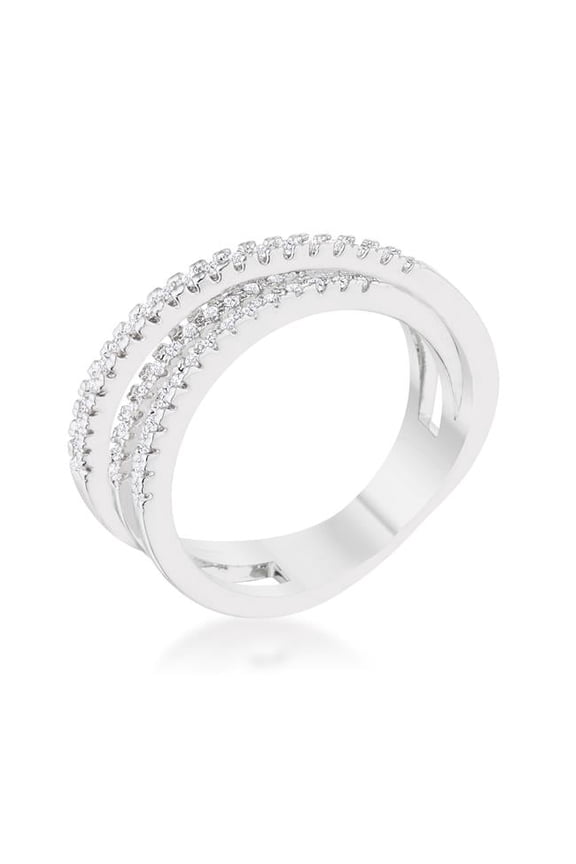 Womens Lynn 0.25 CT Cubic Zirconia Rhodium Twisted Trio Band Ring - Size 7
