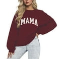 thumbnail image 1 of Womens MAMA Sweatshirts Oversized Printed Pullovers Classic Solid Long Sleeve Top Casual Crew Neck Hoodless Sweatshirts Fall Versatile Outfit, 1 of 3