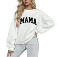 thumbnail image 1 of Womens MAMA Sweatshirts Oversized Printed Pullovers Classic Solid Long Sleeve Top Casual Crew Neck Hoodless Sweatshirts Fall Versatile Outfit, 1 of 3