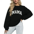 thumbnail image 1 of Womens MAMA Sweatshirts Oversized Printed Pullovers Classic Solid Long Sleeve Top Casual Crew Neck Hoodless Sweatshirts Fall Versatile Outfit, 1 of 3